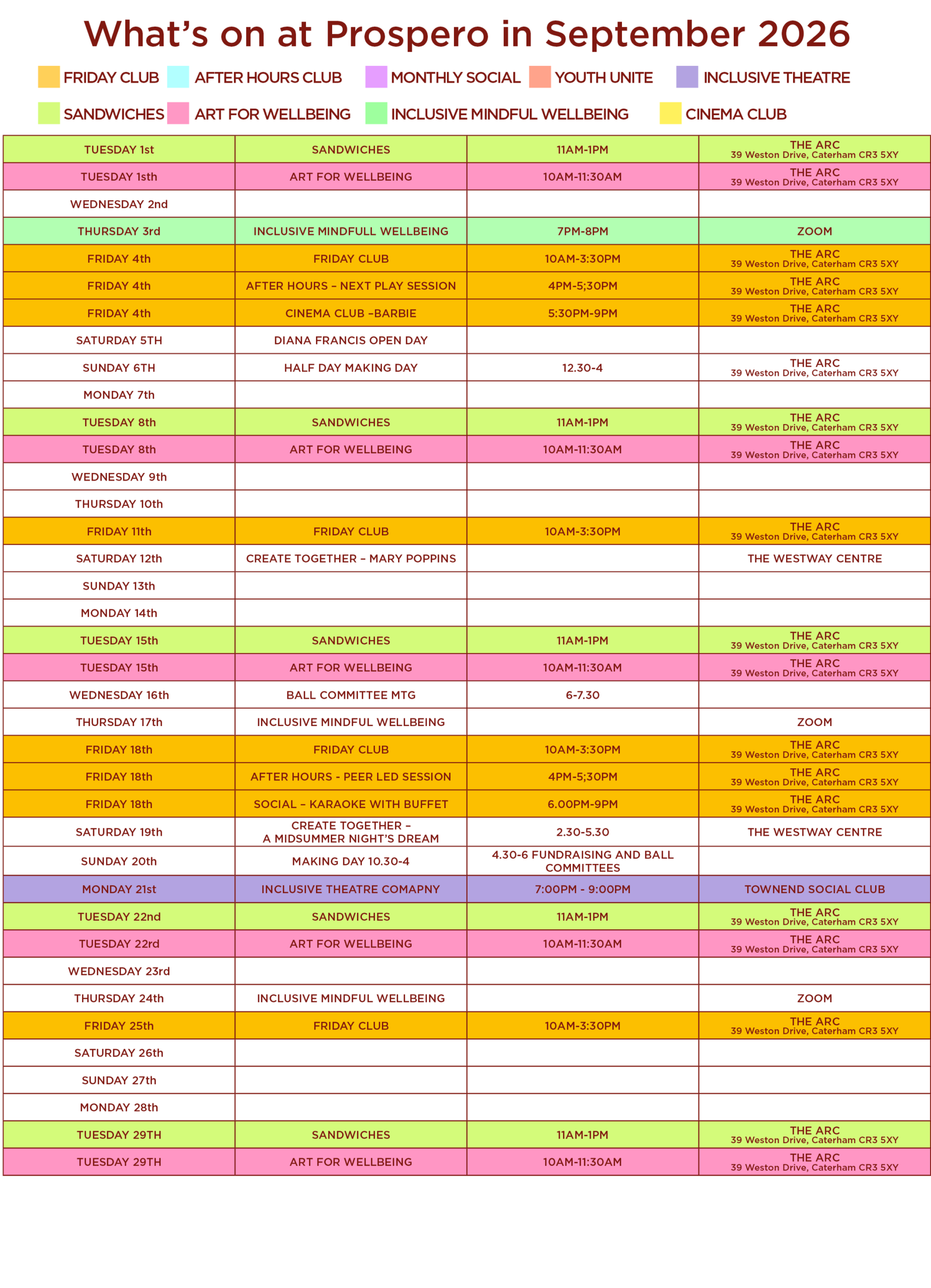 prospero september calendar 2026